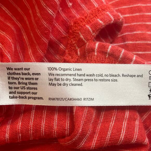 Eileen Fisher 100% organic linen striped pullover tunic top size L - Picture 6 of 8